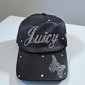 Juicy Couture Plush Butterfly Rhinestone Logo Baseball Cap Black NWT